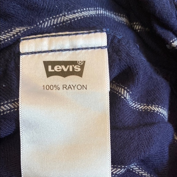 Levi's Blue and White Striped Cuffed Sleeve Button Down Shirt - Picture 5 of 10